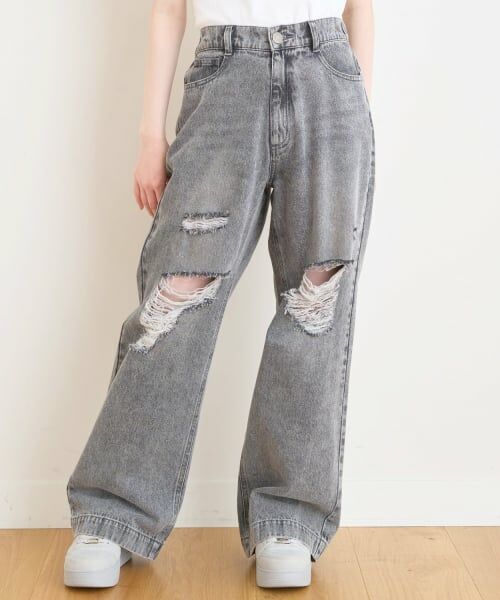 Lovetoxic / ラブトキシック その他パンツ | 【LTXC/接触冷感】ダメージデニムワイドパンツ | 詳細12