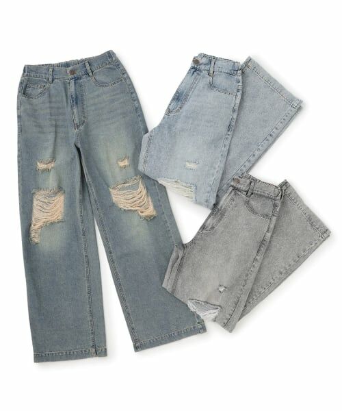 Lovetoxic / ラブトキシック その他パンツ | 【LTXC/接触冷感】ダメージデニムワイドパンツ | 詳細18