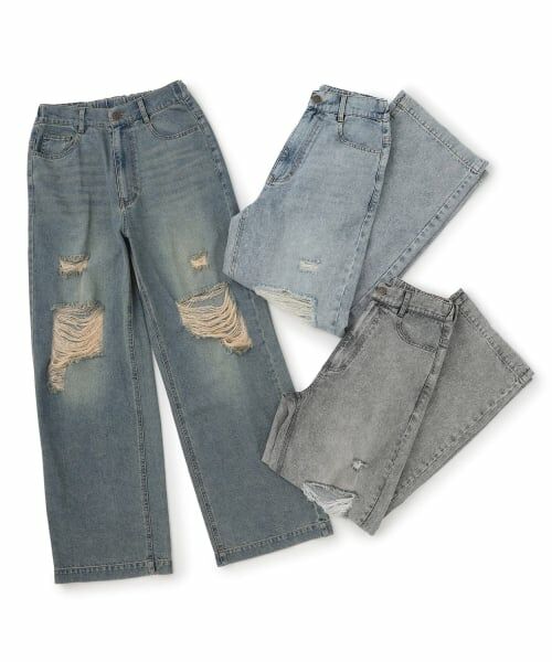 Lovetoxic / ラブトキシック その他パンツ | 【LTXC/接触冷感】ダメージデニムワイドパンツ | 詳細8