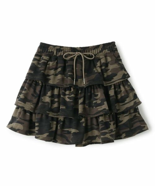 Lovetoxic / ラブトキシック ミニ・ひざ丈スカート | 【LTXC】カモフラティアードカットミニスカート（カーキ）