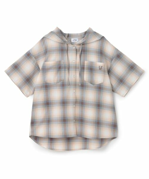 Lovetoxic / ラブトキシック パーカー | 【LTXC/接触冷感】チェック半袖シャツパーカ（ベージュ）