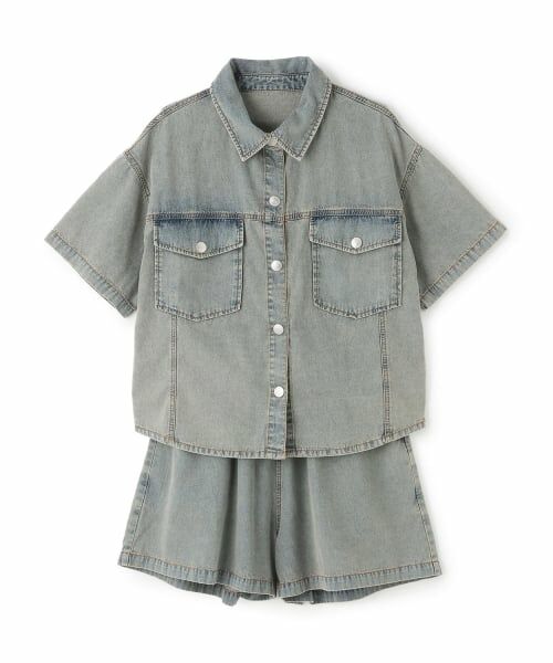 Lovetoxic / ラブトキシック シャツ・ブラウス | 【LTXC/接触冷感】デニムシャツセットアップ（ブルー）