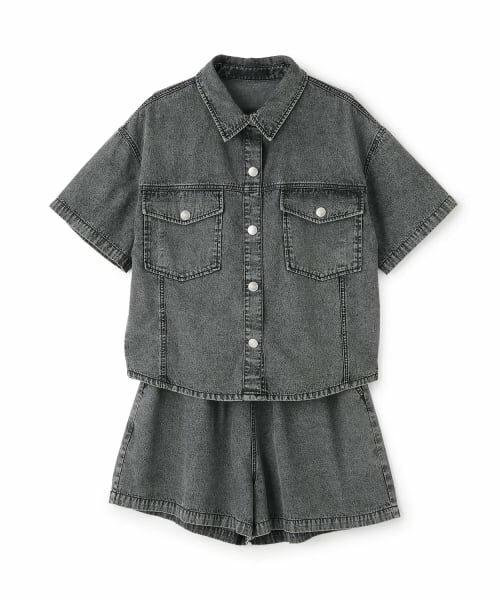 Lovetoxic / ラブトキシック シャツ・ブラウス | 【LTXC/接触冷感】デニムシャツセットアップ（グレー）