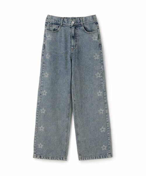 Lovetoxic / ラブトキシック その他パンツ | キラキラモチーフワイドデニムパンツ（ブルー）
