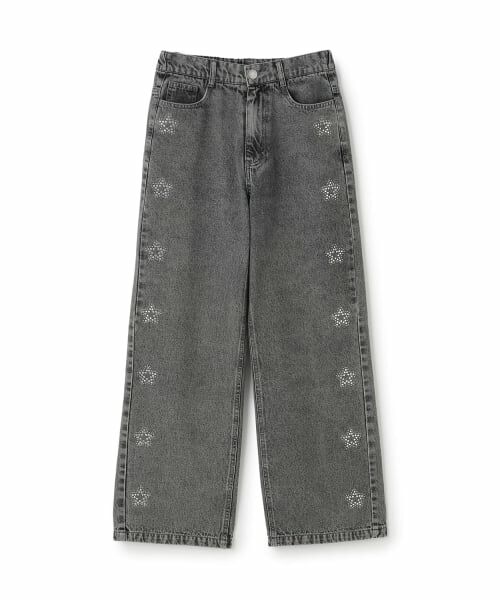 Lovetoxic / ラブトキシック その他パンツ | キラキラモチーフワイドデニムパンツ（グレー）
