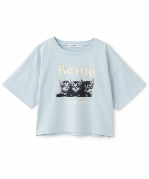 Lovetoxic / ラブトキシック Tシャツ | 【綿100%】キャットモチーフフォト半T（サックス）