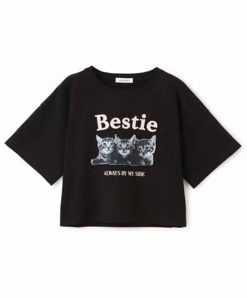 Lovetoxic / ラブトキシック Tシャツ | 【綿100%】キャットモチーフフォト半T（黒）