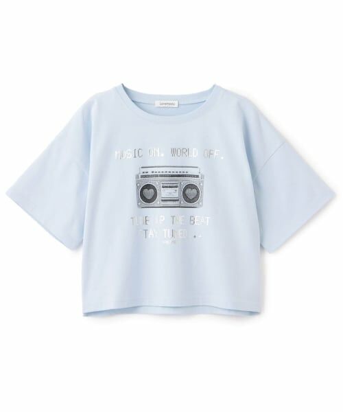 Lovetoxic / ラブトキシック Tシャツ | 【綿100%】ラジカセモチーフクロップド半T（サックス）