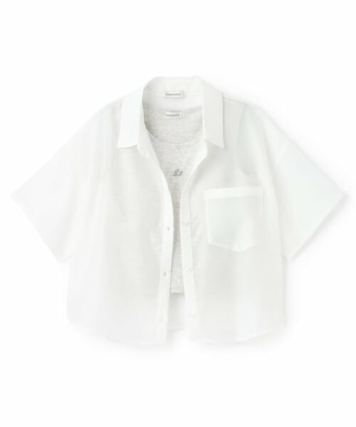 Lovetoxic / ラブトキシック シャツ・ブラウス | 【吸水速乾】インナーつきシアークロップド半袖シャツ（オフ ホワイト）