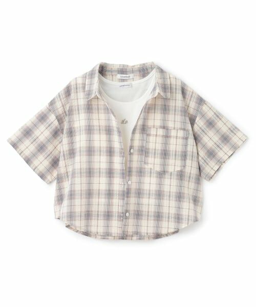 Lovetoxic / ラブトキシック シャツ・ブラウス | 【吸水速乾】インナーつきシアークロップド半袖シャツ（ベージュ）