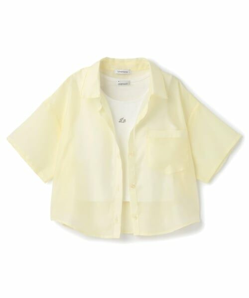 Lovetoxic / ラブトキシック シャツ・ブラウス | 【吸水速乾】インナーつきシアークロップド半袖シャツ（黄）