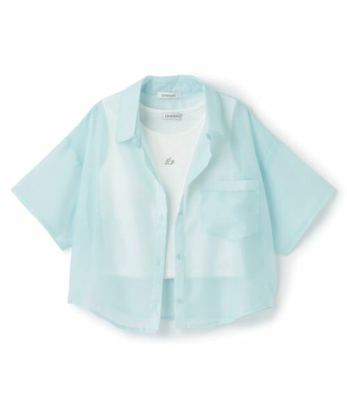 Lovetoxic / ラブトキシック シャツ・ブラウス | 【吸水速乾】インナーつきシアークロップド半袖シャツ（サックス）