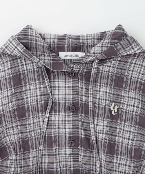 Lovetoxic / ラブトキシック パーカー | 【UV】ドロストチェック半袖シャツパーカー | 詳細2