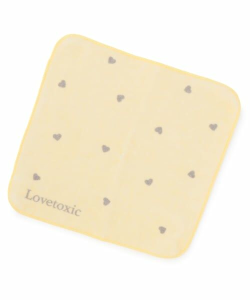 Lovetoxic / ラブトキシック タオル | ハート総柄ハンドタオル（黄）