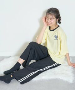 Lovetoxic / ラブトキシック ルームウェア | 【ルームウェア/パジャマ】半袖ハートバックプリントTシャツ＆ラインロングパンツセット