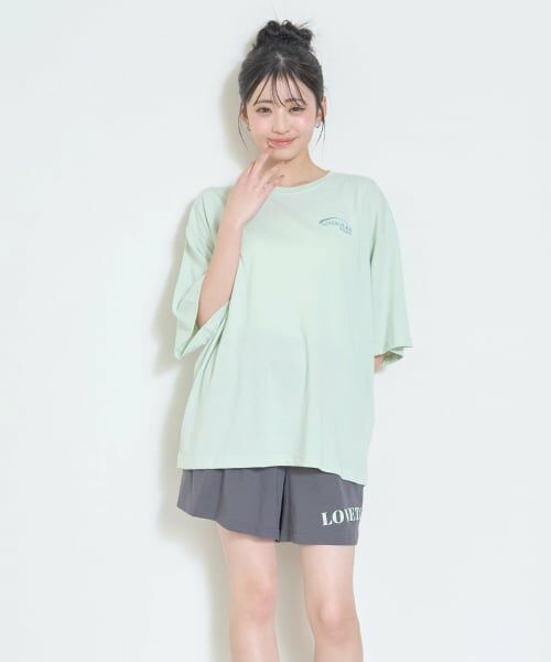 Lovetoxic / ラブトキシック ルームウェア | 【ルームウェア/パジャマ】半袖ロゴバックプリントTシャツ＆ショートパンツセット（ライト グリーン）