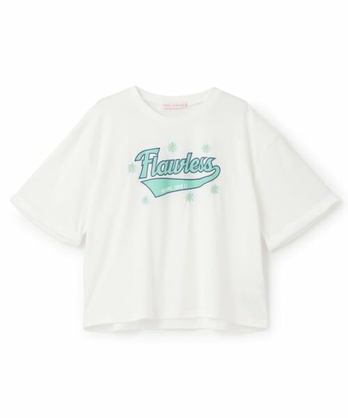 Lovetoxic / ラブトキシック Tシャツ | 【7days】ロゴ＋お花刺しゅうTシャツ（オフ ホワイト）