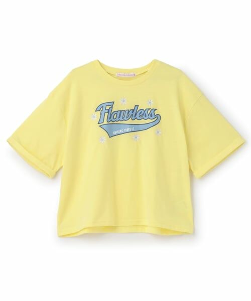 Lovetoxic / ラブトキシック Tシャツ | 【7days】ロゴ＋お花刺しゅうTシャツ（黄）