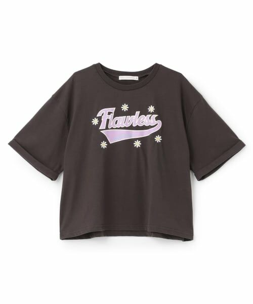 Lovetoxic / ラブトキシック Tシャツ | 【7days】ロゴ＋お花刺しゅうTシャツ（チャコール）