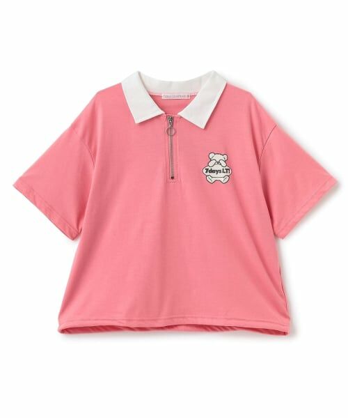 Lovetoxic / ラブトキシック Tシャツ | 【7days】ハーフジップ半袖Tシャツ(チェリー ピンク)