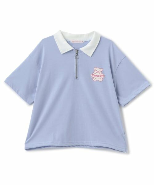 Lovetoxic / ラブトキシック Tシャツ | 【7days】ハーフジップ半袖Tシャツ(サックス)