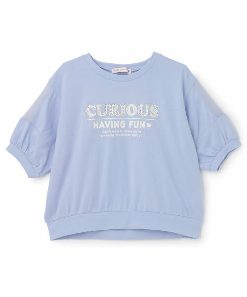 Lovetoxic / ラブトキシック Tシャツ | 【7days】袖シアーガーリー5分袖Tシャツ（サックス）