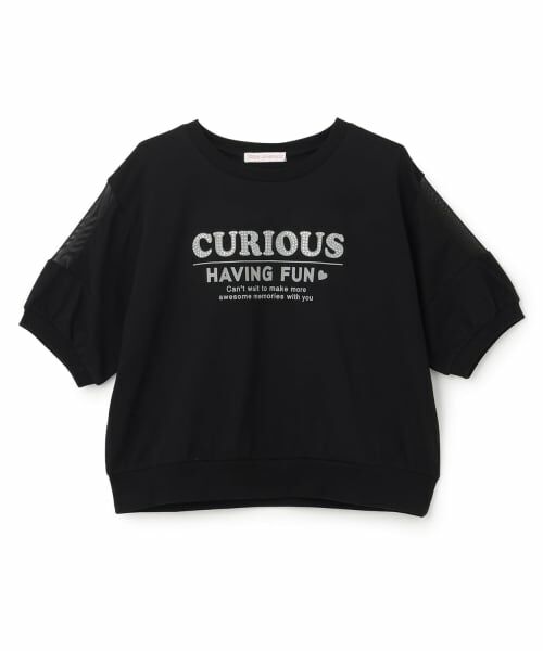 Lovetoxic / ラブトキシック Tシャツ | 【7days】袖シアーガーリー5分袖Tシャツ（黒）