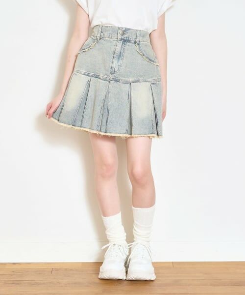 Lovetoxic / ラブトキシック ショート・ハーフ・半端丈パンツ | 【LTXC/接触冷感】アソートボックスプリーツスカート（ブルー）