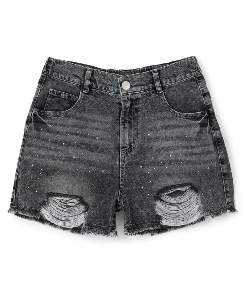 Lovetoxic / ラブトキシック ショート・ハーフ・半端丈パンツ | 【LTXC/接触冷感】\nキラキラダメージデニムショートパンツ(グレー)