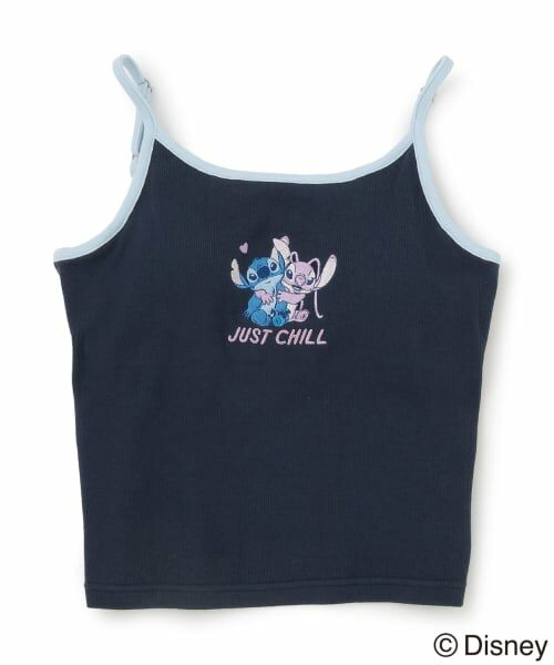 Lovetoxic / ラブトキシック キャミソール・チューブトップ | 【Disney】【スティッチ】/【LTXC】【抗菌防臭】フロント刺繍パイピングキャミソール（紺）