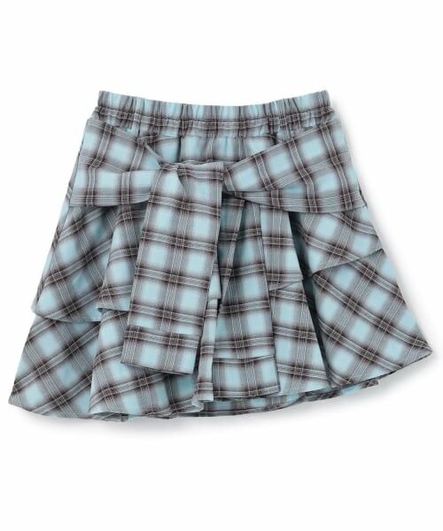 Lovetoxic / ラブトキシック ショート・ハーフ・半端丈パンツ | 【LTXC】イレヘム腰巻き風チェックキュロット（サックス）