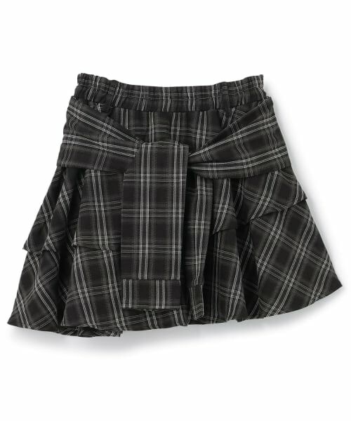 Lovetoxic / ラブトキシック ショート・ハーフ・半端丈パンツ | 【LTXC】イレヘム腰巻き風チェックキュロット（黒）