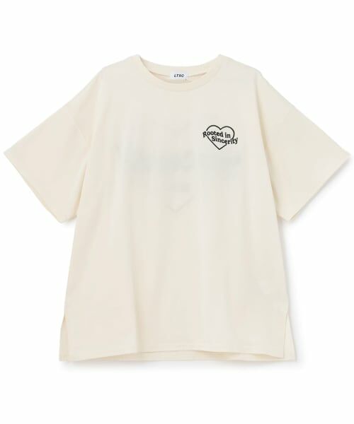 Lovetoxic / ラブトキシック Tシャツ | 【LTXC/綿100%】バックハートアップリケ半袖T（アイボリー）