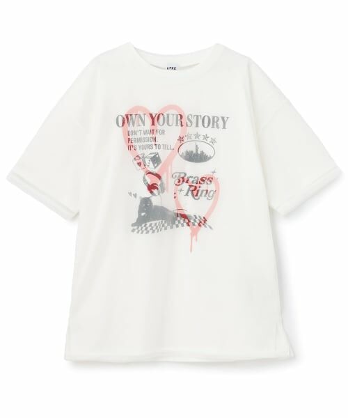 Lovetoxic / ラブトキシック Tシャツ | 【LTXC】プリントメッシュレイヤード半袖Tチュニック（オフ ホワイト）