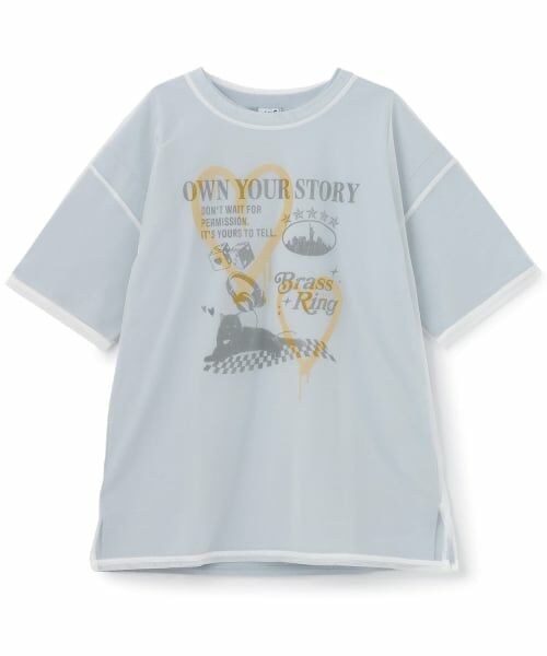 Lovetoxic / ラブトキシック Tシャツ | 【LTXC】プリントメッシュレイヤード半袖Tチュニック（サックス）