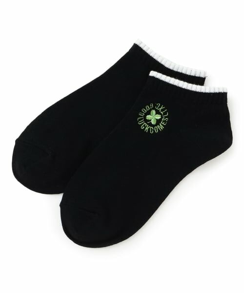 Lovetoxic / ラブトキシック ソックス | クローバー刺しゅうスニーカー丈ソックス（黒）