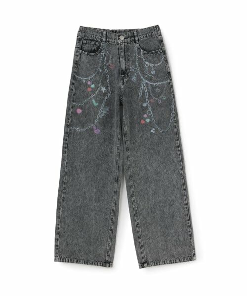 Lovetoxic / ラブトキシック その他パンツ | 【LTXC】チャームデザインデニムワイドパンツ（グレー）