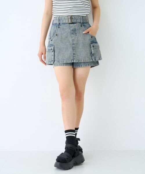 Lovetoxic / ラブトキシック ショート・ハーフ・半端丈パンツ | 【LTXC】アイレット台形カーゴスカート（ブルー）