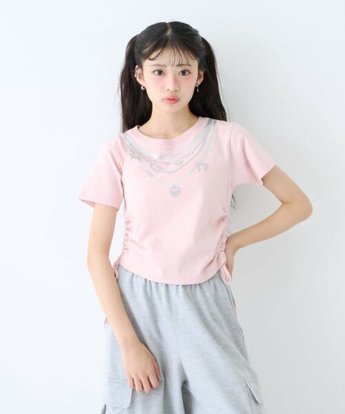 Lovetoxic / ラブトキシック Tシャツ | 【LTXC/綿100%】フェイクアクセ半T(ピンク)