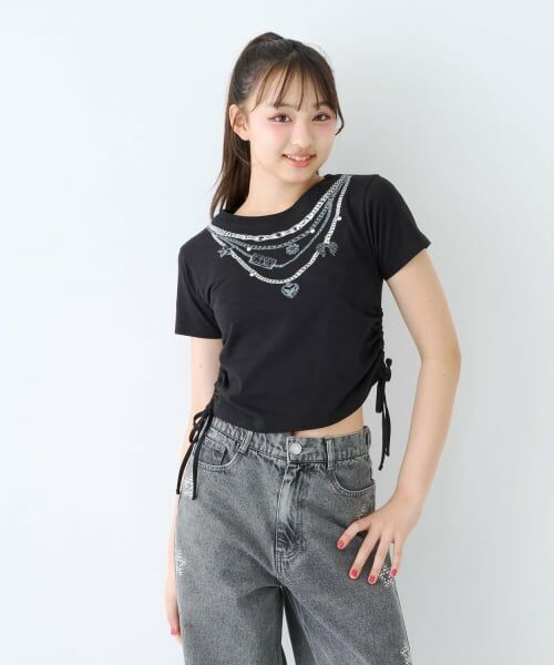 Lovetoxic / ラブトキシック Tシャツ | 【LTXC/綿100%】フェイクアクセ半T(黒)