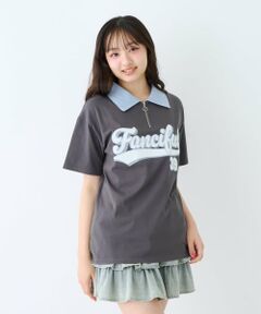 Lovetoxic / ラブトキシック Tシャツ | 【LTXC/綿100%】ルーズハーフジップ半袖T