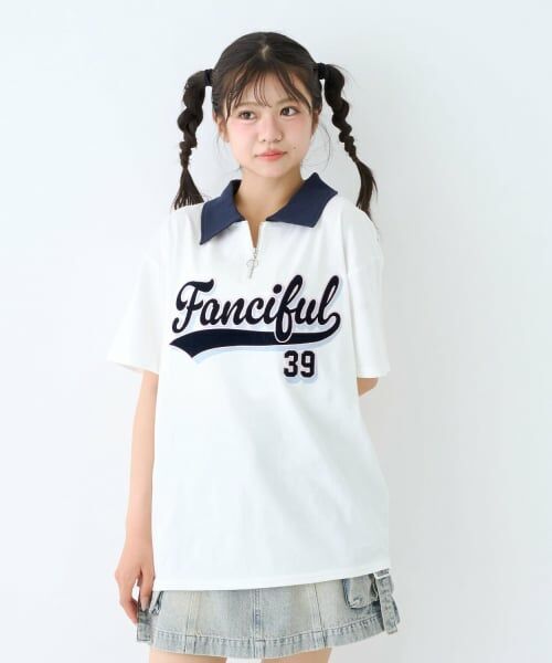 Lovetoxic / ラブトキシック Tシャツ | 【LTXC/綿100%】ルーズハーフジップ半袖T(オフ ホワイト)