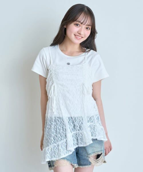 Lovetoxic / ラブトキシック その他トップス | 【LTXC/抗菌防臭】インナーつきイレヘムキャミチュニック（オフ ホワイト）