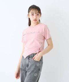 Lovetoxic / ラブトキシック Tシャツ | 【LTXC/綿100%】サマ見えサイドレースアップピグメント半袖T