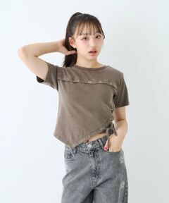Lovetoxic / ラブトキシック Tシャツ | 【LTXC/綿100%】サマ見えサイドレースアップピグメント半袖T