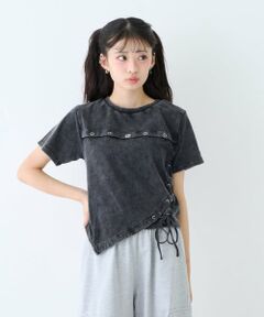 Lovetoxic / ラブトキシック Tシャツ | 【LTXC/綿100%】サマ見えサイドレースアップピグメント半袖T