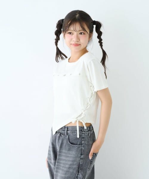 Lovetoxic / ラブトキシック Tシャツ | 【LTXC/綿100%】サマ見えサイドレースアップピグメント半袖T | 詳細2