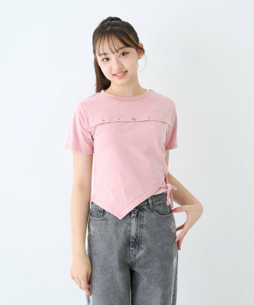 Lovetoxic / ラブトキシック Tシャツ | 【LTXC/綿100%】サマ見えサイドレースアップピグメント半袖T | 詳細3
