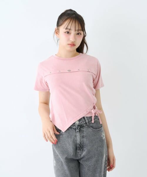 Lovetoxic / ラブトキシック Tシャツ | 【LTXC/綿100%】サマ見えサイドレースアップピグメント半袖T | 詳細4