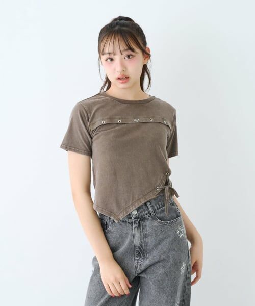 Lovetoxic / ラブトキシック Tシャツ | 【LTXC/綿100%】サマ見えサイドレースアップピグメント半袖T | 詳細5